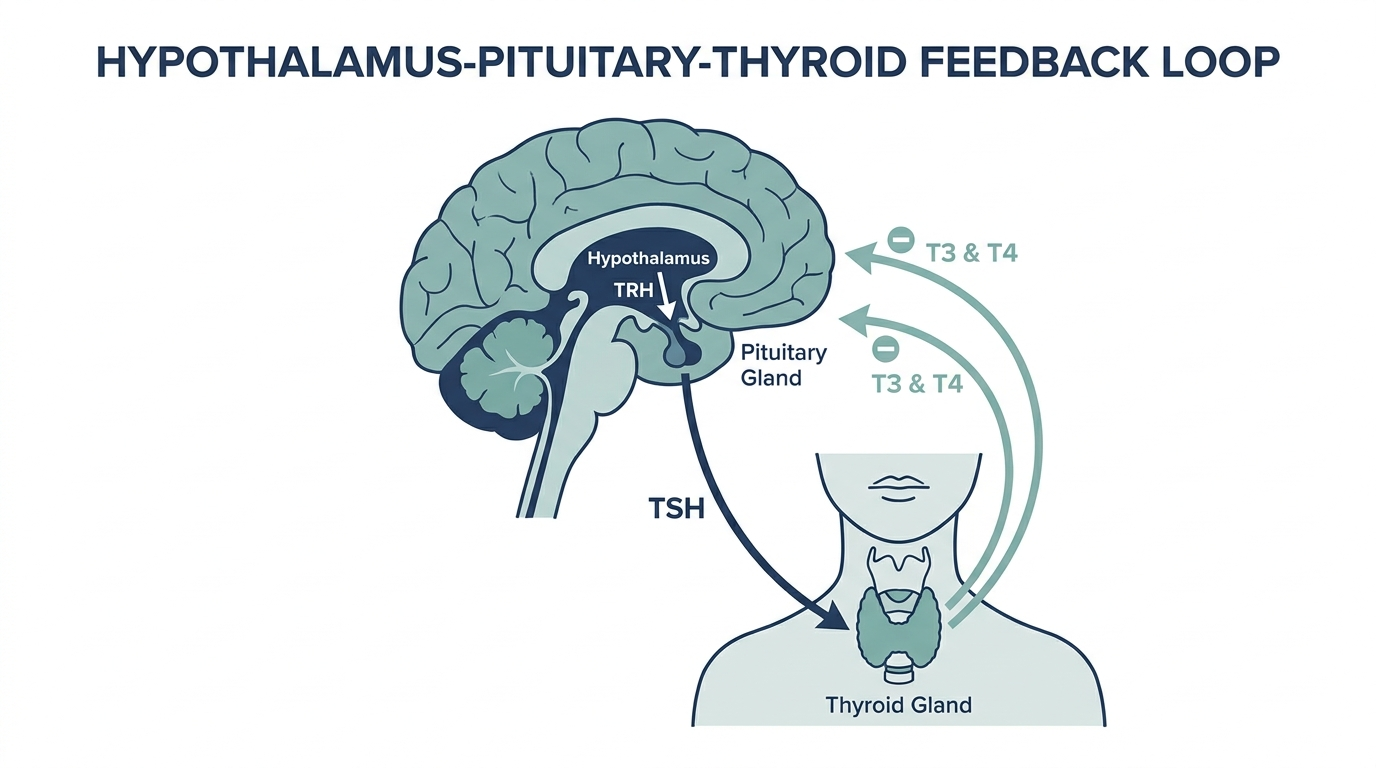 Diagram of the hypothalamus-pituitary-thyroid feedback loop