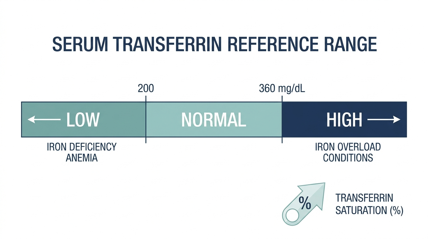 Schematic chart showing low, normal, and high transferrin reference bands